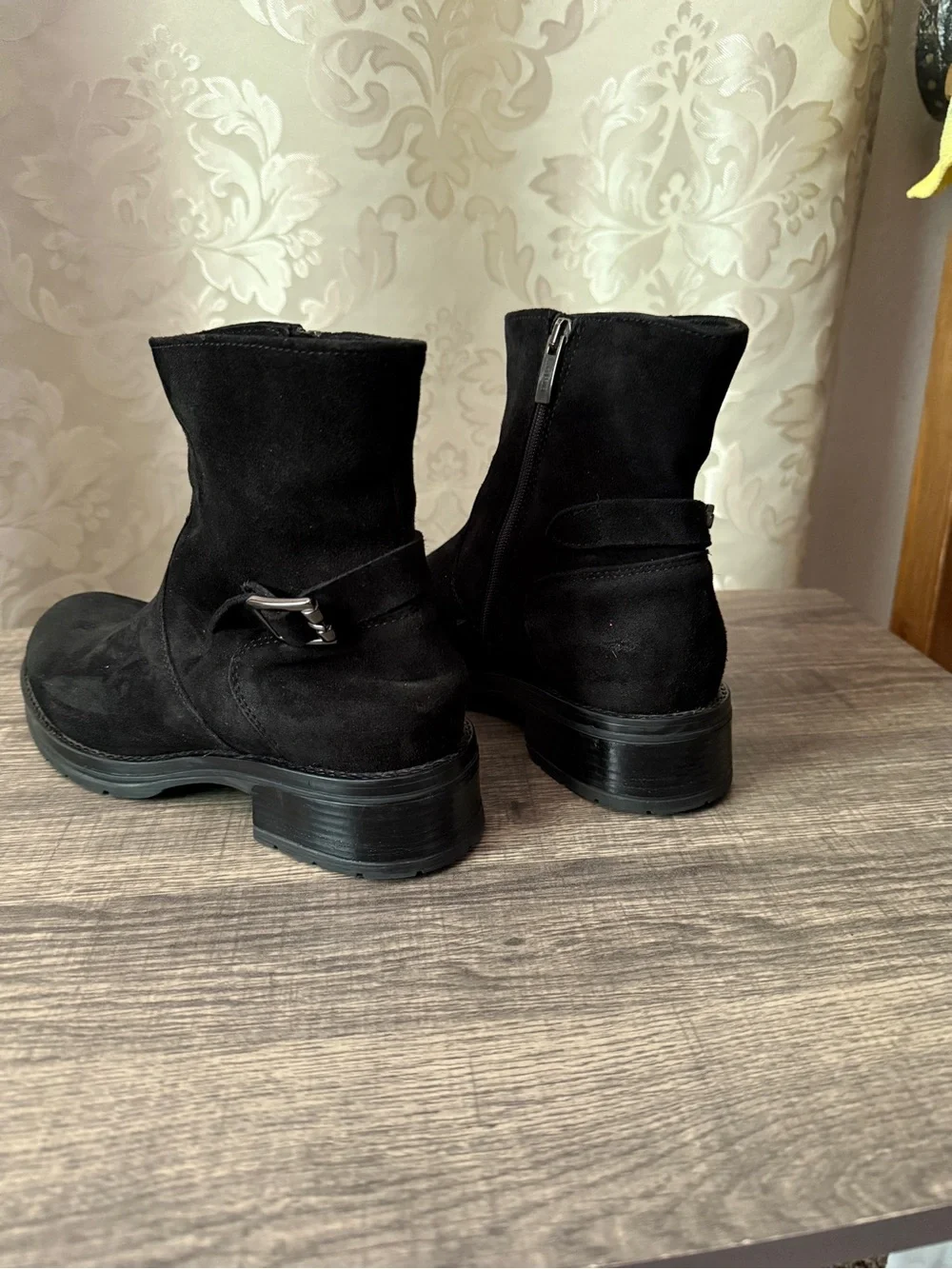La Canadienne Gavan Waterproof Black Suede Buckle Bootie